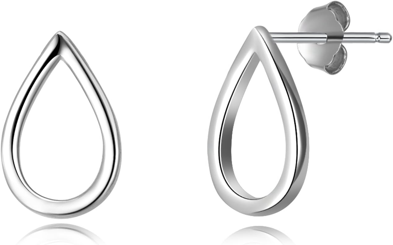 Teardrop Stud Earrings Sterling Silver Mini Dainty Teardrop Ear Earrings Studs for Women Girls