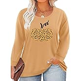 TIYOMI Women Plus Size Tops Long Sleeve 1X Round Neck Raglan Stripe Leopard Cheetah Animal Print Blouse Halloween Pumpkin October 31 Fall Autumn Winter Shirt Khaki XL