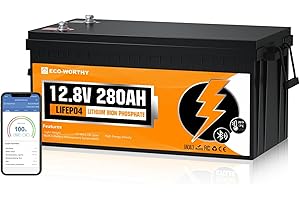 ECO-WORTHY 3584Wh 12V 280Ah LiFePO4 RV Battery w/Bluetooth & Low Temp Cutoff - Built-in 200A BMS - Deep Cycle for Camper, Trailer, Off-Grid, Solar System