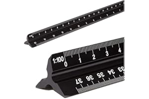 Architectural Scale Ruler, Aluminum Triangular Scale Ruler Metric 1:20, 1:25, 1:50, 1:75, 1:100, 1:125 Standard 12 Inch for A