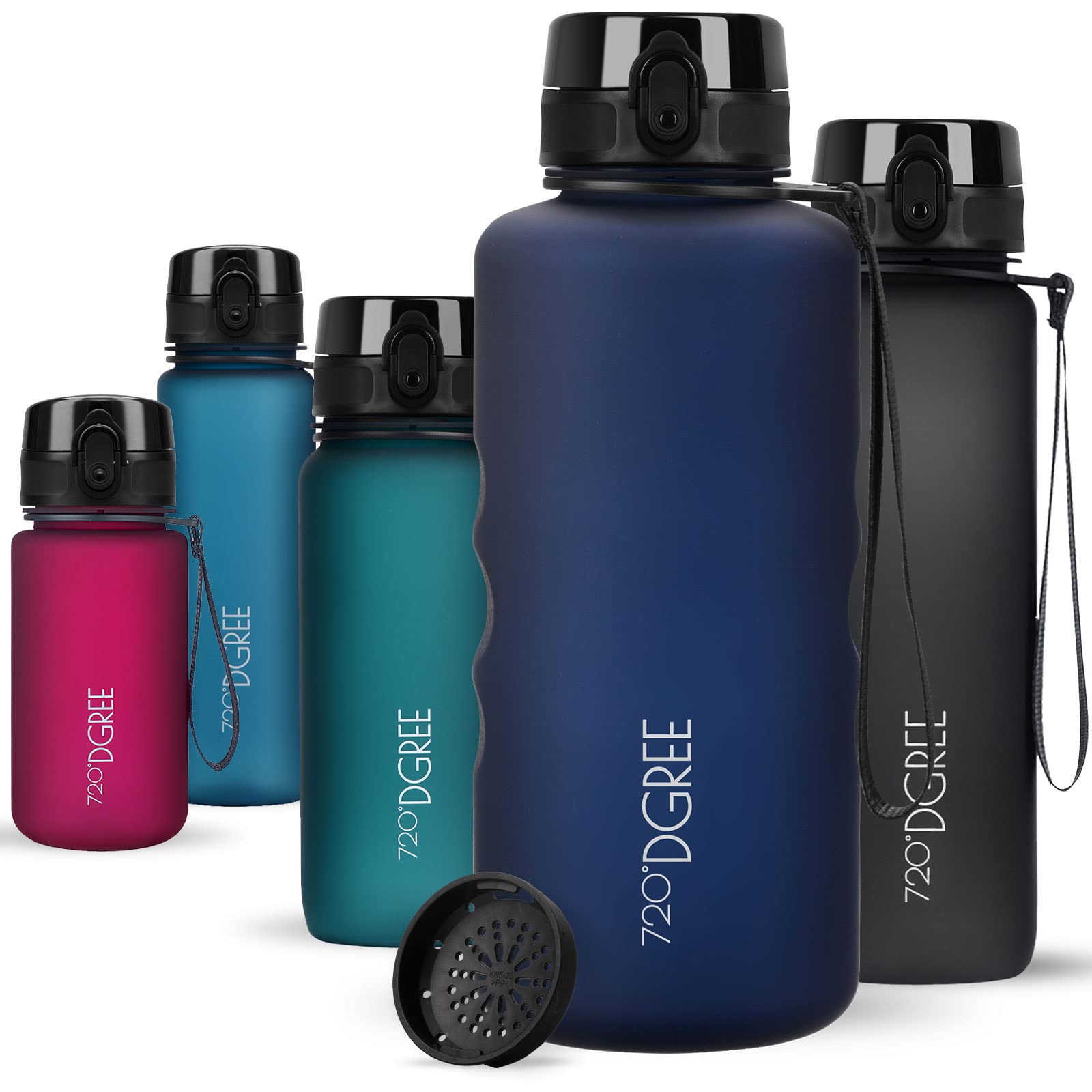 720°DGREE Water Bottle 2l “uberBottle“ softTouch +Sieve - BPA-Free, Leakproof, Reusable Drinking Bottle - XXL Sports Bottle for all Day Hydration, Gym, Fitness, Office, University, Hiking, Travel