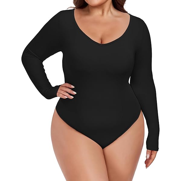 トップス bonnae Body suit Amazon.com: Agnes Orinda Plus Size Bodysuits for Women Ribbed Knit