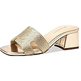 Women's Chunky Open Toe Low Block Heels Kitten Dressy Heels for Women Low Heel Sandals for Women Summer Comfy Heels