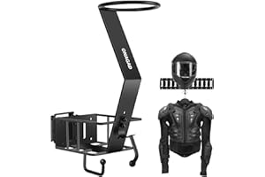 ONAGAD E Track Motorcycle Helmet Rack with Gloves Tray, E-Track Dirt Bike Bicycle Helmet Holder Display Hanger Storage Organizer Stand Hook, Motorcycle Etrack Accessories for Enclosed Trailer, Truck, Garage