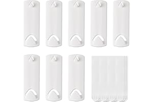 JELLYSUB Picture Hangers for Sawtooth/Wire Back Frames, 8 Sawtooth Picture Hangers/Wire Back Hangers, 12 Large Removable Adhesive Strips, Damage Free Picture Hanging Hooks Heavy Duty, No Nails Picture Hooks