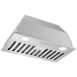 JOEAONZ Range Hood Insert 20 Inch 600 CFM Stainless Steel, Ducted/Ductless Convertible Ultra-Quiet Built-in Kitchen Exhaust Hood with Dishwasher-Safe Filter, 3-Speed & Dual LEDs Efficient Lighting