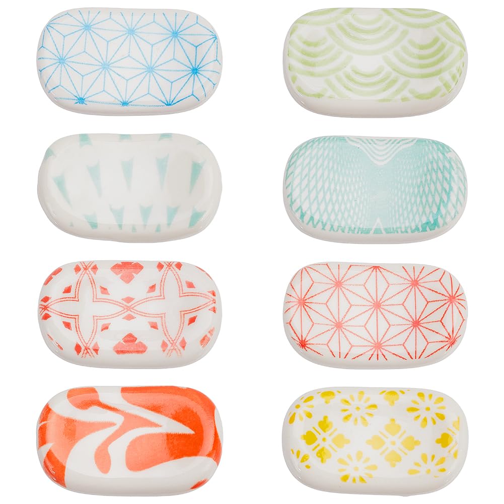 CRASPIRE 8Pcs Ceramic Chopstick Rests Japanese Chopsticks Holders Texture Decorative Stands Rest Spoon Fork Tableware Stand Rack Set for Home Hotel Restaurant Kitchen Family Dinning Gift Decoration