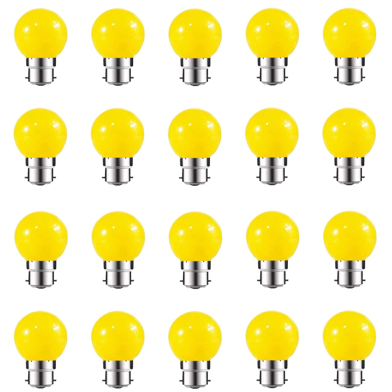 ZFQ 20 Pack B22 Bayonet Colored LED Light Bulbs 2W G45 Golf Ball Mini Globe Bulb Lighting Bulbs,Yellow for Outdoor Indoor String Patio Garden Party Christmas, Tree, Fairy Party Night Lights