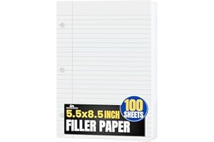 1InTheOffice College Ruled Filler Paper 5.5 x 8.5 Mini Binder Filler Paper, White, 100 Sheets/Pack