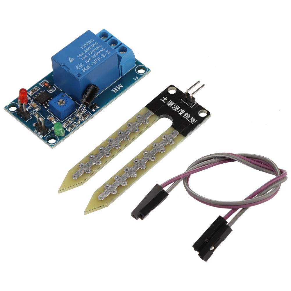 Walfront Soil Moisture Sensor Relay Control Module, Automatic Watering Switch, 12VDC, 1500W, Normally Open
