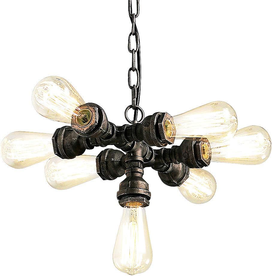 Susuo Industrial Loft Steampunk Steel Pipe Chandeliers With 7