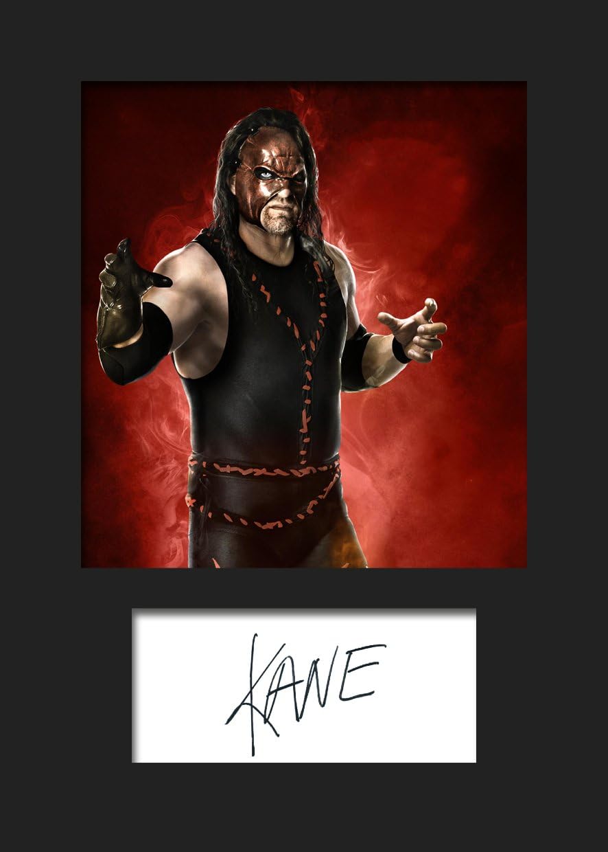 KANE WWE #2 | Signed Mounted Photo Reprint | A5 Size to Fit 6x8 Inch Frames | Machine Cut | Photo Display | Present Gift Collectible