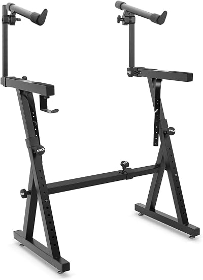 Pyle Heavy-Duty Z Style Music Stand Dual Keyboard Rack Case