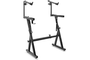 PYLE Keyboard Stand - Universal Heavy-Duty Z Style Piano Stand w/Removable 2nd Tier, Adjustable Height & Width, Portable Digi