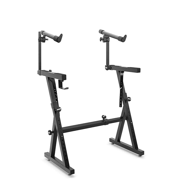 PYLE HEAVY-DUTY MULTI-FUNCTIONAL MUSIC STAND – Z STYLE & PORTABLE, 2ND TIER, HEIGHT & WITH ADJUSTMENT, DIGITAL KEYBOARD STAND, RACK CASE W/ERGONOMIC DESIGN, FOR HOME STUDIO ETC. – PYLE PKST2TZ , BLACK