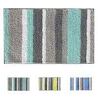 Buganda Shaggy Bath Rugs - Soft Non Slip Rubber Bath Mat Microfiber Thick Water Absorbent Bathroom Rug, Machine Washable (17 x 24 Inches, Mint Green/Grey)