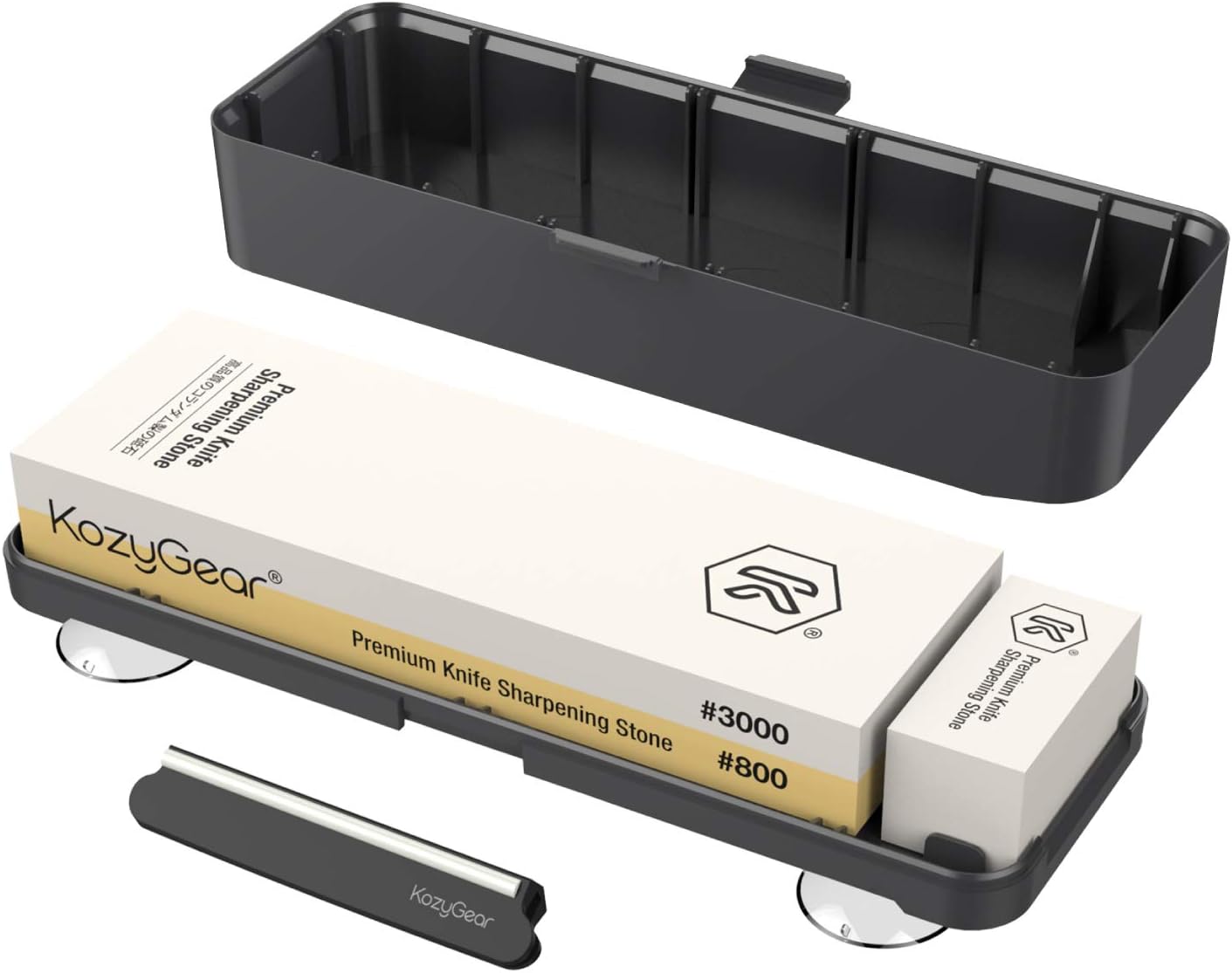 KozyGear 2 in 1 Sharpening Stone Knife Sharpener 800/3000, Sharpening Stone (Waterstone | Best Sharpening Stone Sharpener) [Z2]