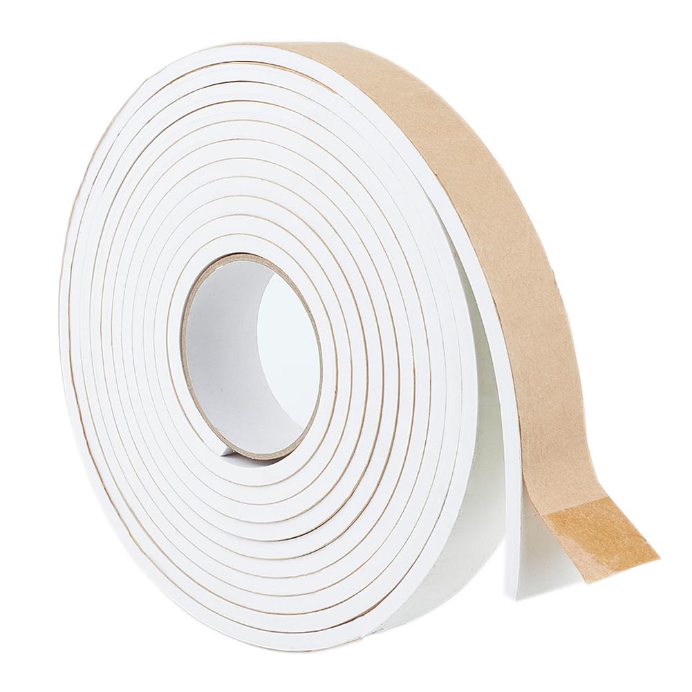 BENECREAT 5m White Foam Seal Strips Tape, 40mmx6mm High Density Closed Cell Foam Weather Stripping for Furniture, Cars, Speakers, Sports Equipment