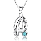 ZLILIJAN Initial Necklace for Women 925 Sterling Silver Bubble Letter Necklaces Turquoise Pendant Cute Chunky Charm Monogram Name Jewelry Gifts