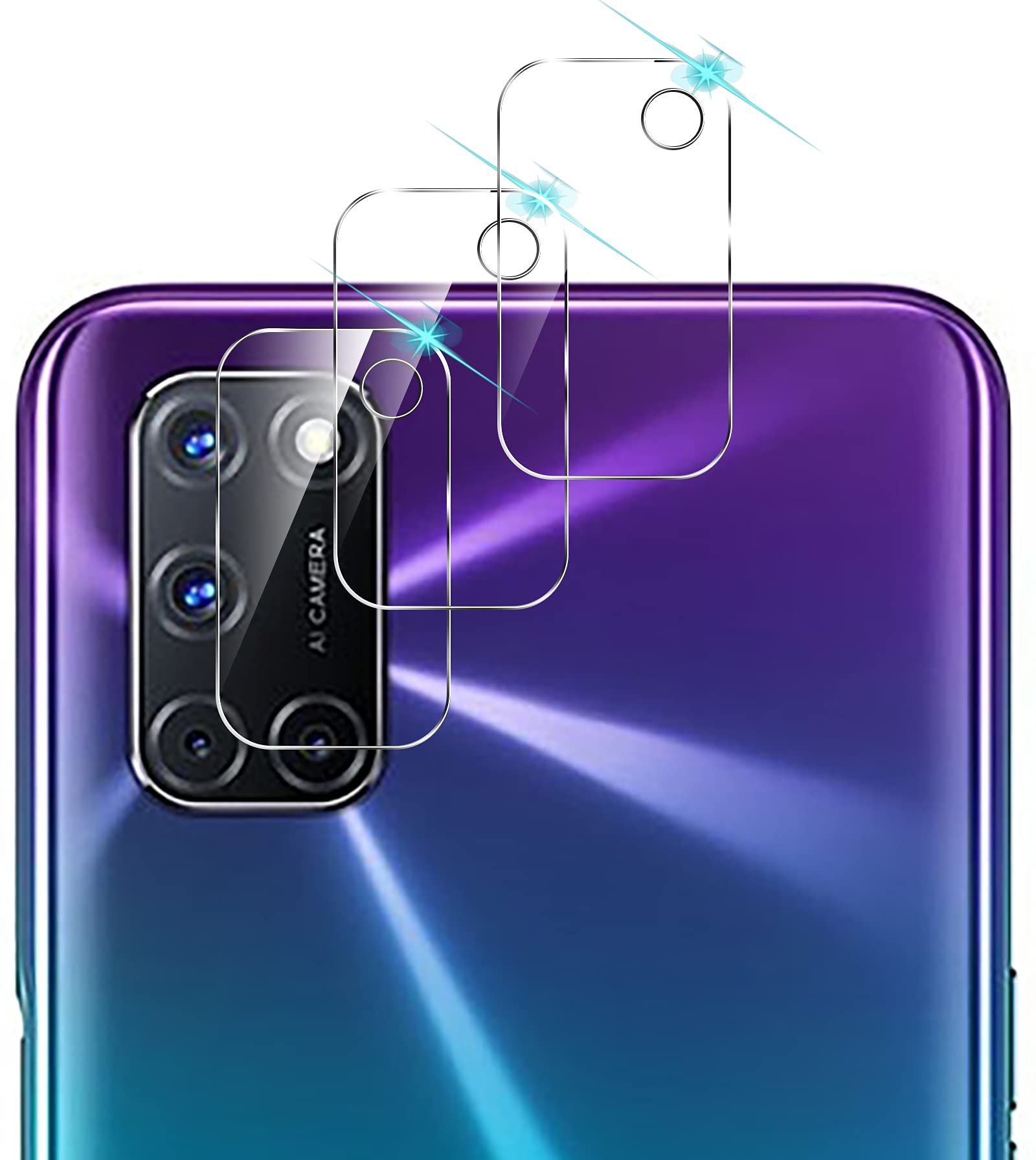 NOKOER Back Camera Lens Protector for Oppo A72, [3 Pack] Ultra-Thin 2.5D HD Camera Lens Tempered Glass Protector Film - Transparent