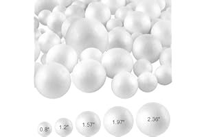 Yalumo 70 Pack Foam Balls for Crafts, 5 Size Smooth Polystyrene Foam Balls 0.8 1.2 1.6 2 2.4 Inch Round White Foam Craft Balls for School Projects, Christmas Decoration, Modeling, DIY Ornaments