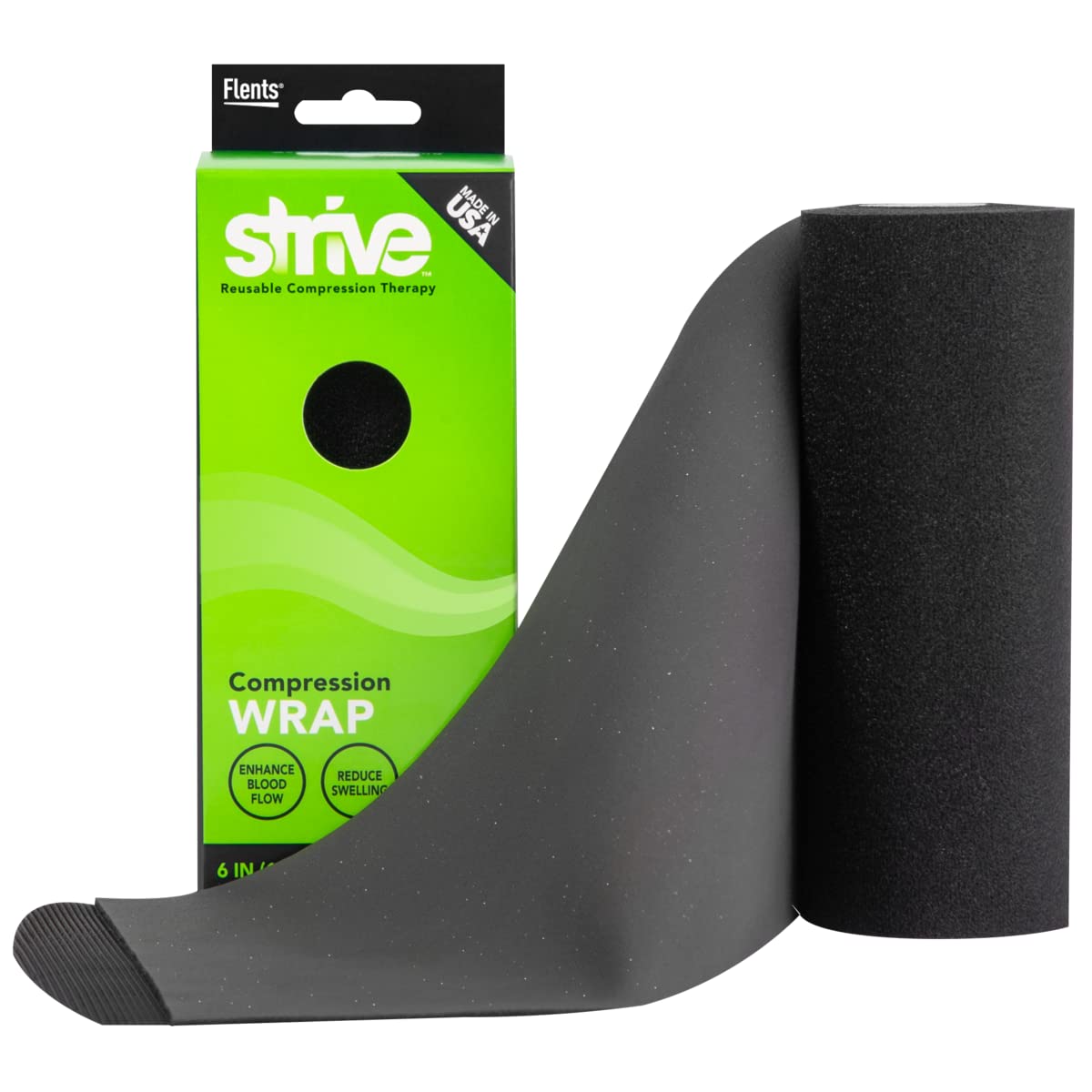 STRIVE Compression Infrared 15cm x 152cm Therapy Wrap for Wrist, Arm, Leg, Ankle, Elbow. Enhances Blood Flow, Reduces Swelling, Accelerates Healing. Black
