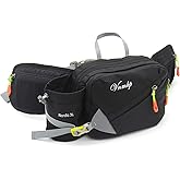 Waist Pack with Water Bottle Holder for Men and Women for Running Climbing Hiking Fitness Cycling and Other Outdoor Sports (Blue) (Black)