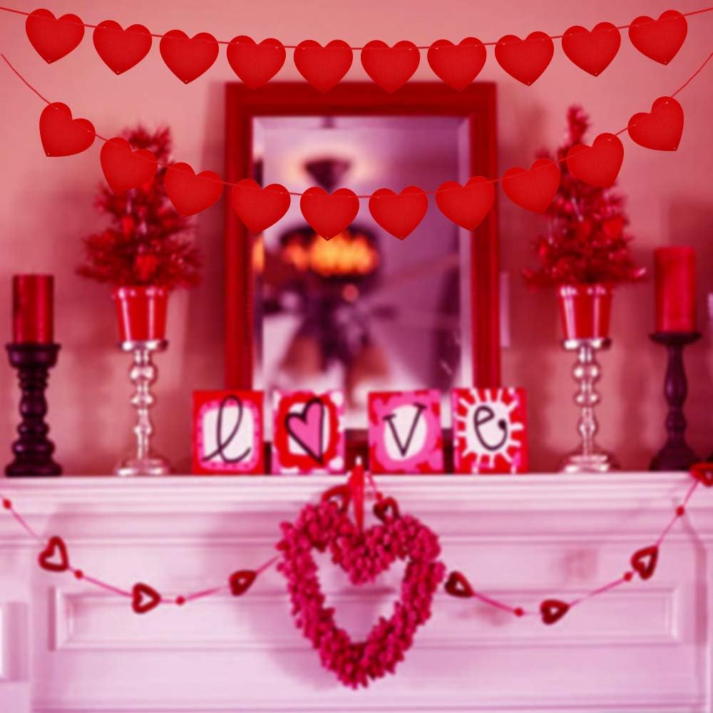 Anniversaire Howaf 5 M Rouge Amour Coeur Bannieres Saint Valentin Guirlande Suspendues Decoration Pour Saint Valentin Mariage Fiancailles Guirlandes Cotillons Et Confettis Bannieres