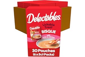 Hartz Delectables Bisque Lickable Cat Treats, Tuna & Chicken, 30 Count (Pack of 6)