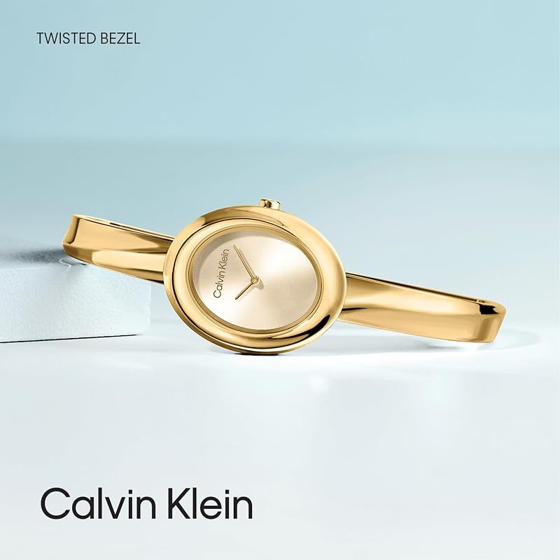 Orologio Con Movimento Al Quarzo A Due Lancette da Donna Collezione TWISTED BEZEL con Bracciale Rigido in Acciaio Inossidabile di Colore Dorato - 25100056, Gold — foto 5 di 8