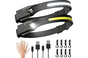 Headlamp Rechargeable,2Pack Super Bright 350 Lumen with 5 Light Mode 1200mAh Headlamp,230° WideBeam Lampe Frontale 0.14lb Lig