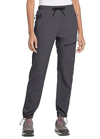 BALEAF Women's Hiking Cargo Pants Outdoor Lightweight Capris Water Resistant UPF 50 Zipper Pockets