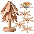 Wooden Tree Coasters，Tree Coasters Set of 4，Wooden trivets for hot Dishes，Wooden Coaster Tree ，Wooden Trivet Tree ，for Hot Dishes, Pot, Bowl, Coffee, Teapot (Wood-4)