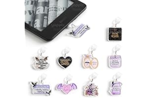 YOPPIX 9PCS Charms for E-Reader, About Funny Theme Dust Plug Charm Compatible with Type C Charging Port, Gift for Book Lover 