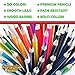 Immersive Color 50 Piece Pre-Sharpened Colored Pencil Set