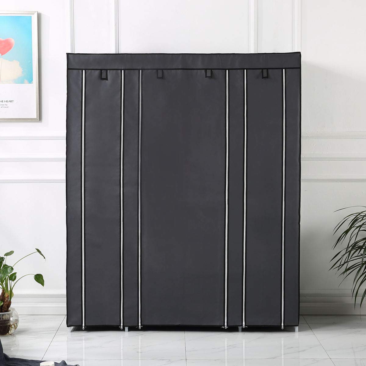 Armadio In Tessuto Armadio Portatile SONGMICS 138x43x182 Cm - Guardaroba Con Ripiani E 3 Aree Appendiabiti Appendiabiti SONGMICS