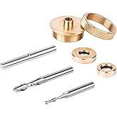 SpeTool Solid Brass Router Inlay Kit, 2pcs 1/4 Shank Spiral Up-Cut Router Bit (1/8" & 1/4" Cutting Diameter), Brass Bushing G
