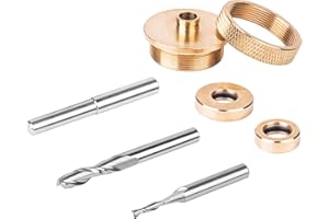 SpeTool Solid Brass Router Inlay Kit, 2pcs 1/4 Shank Spiral Up-Cut Router Bit (1/8" & 1/4" Cutting Diameter), Brass Bushing G