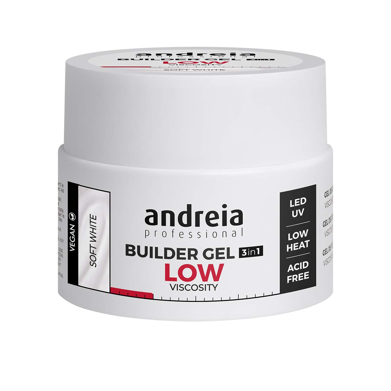 Andreia Professional Gel Builder Low Viscosity Clear - LED et UV - Soft White 44g