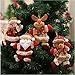 Bcharm Christmas Tree Ornament Sets, 4pc Christmas Plush & Plaids Dolls for Decoration, Santa/Snowman/Elk/Bear