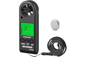 Digital Handheld Anemometer,INFURIDER YF-816B Portable Wind Speed Meter Gauge for Wind Velocity 0.3-30m/s Wind Temp with Backlight Chill MAX AVG
