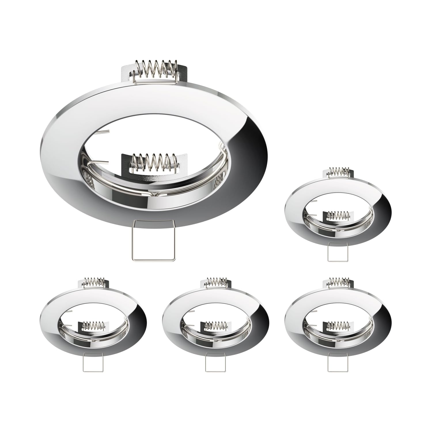 ledscom.de 5 Pieces Ceiling mounting Frame CIRC, Round, Glossy Chrome