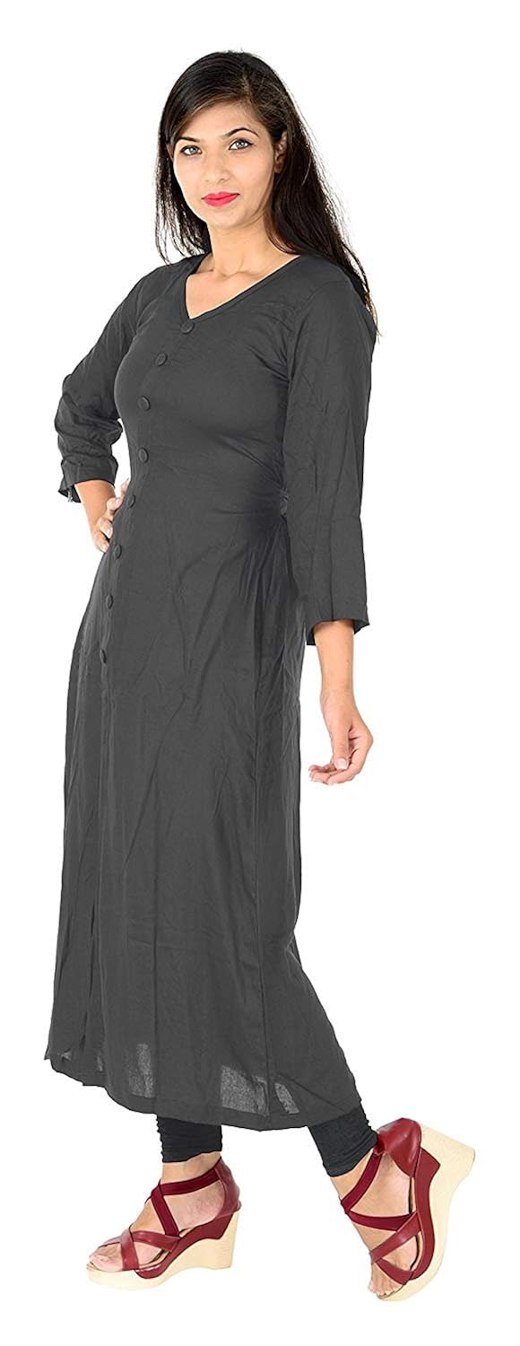 hirva collections women's rayon cotton straight long kurtis
