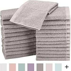 AmazonBasics Cotton Washcloth - Pack of 24, Grey