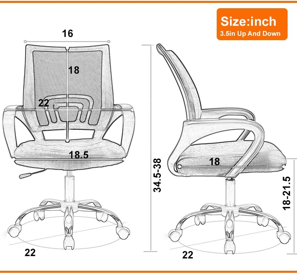 Direct Ergonomic Office Chair Home Desk Task Computer Gaming with Back Lumbar Support Armrest Swivel Modern Adjustable Rolling Executive Mesh for Women Men, Black: Furniture & Decor