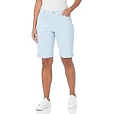 Gloria Vanderbilt Women's Mid Rise Feminine Cut Bermuda Short, Pale Sky, 8 Regular