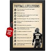 NAREDA Personalized Football Poster, Football Life Lessons Wall Art, Motivational Boy's Room Decor Canvas, Inspirational Quotes Soccer Poster, Xmas Birthday Gifts for Sport Lovers