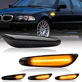 LED Side Marker Light for BMW E90 E91 E92 E93 E46 E53 X3 E83 X1 E84 E81 E82 | Sequential Amber, Smoked Lens, Turn Signal Lamps, OEM Front Side marker Lights Replacement, Pack of 2