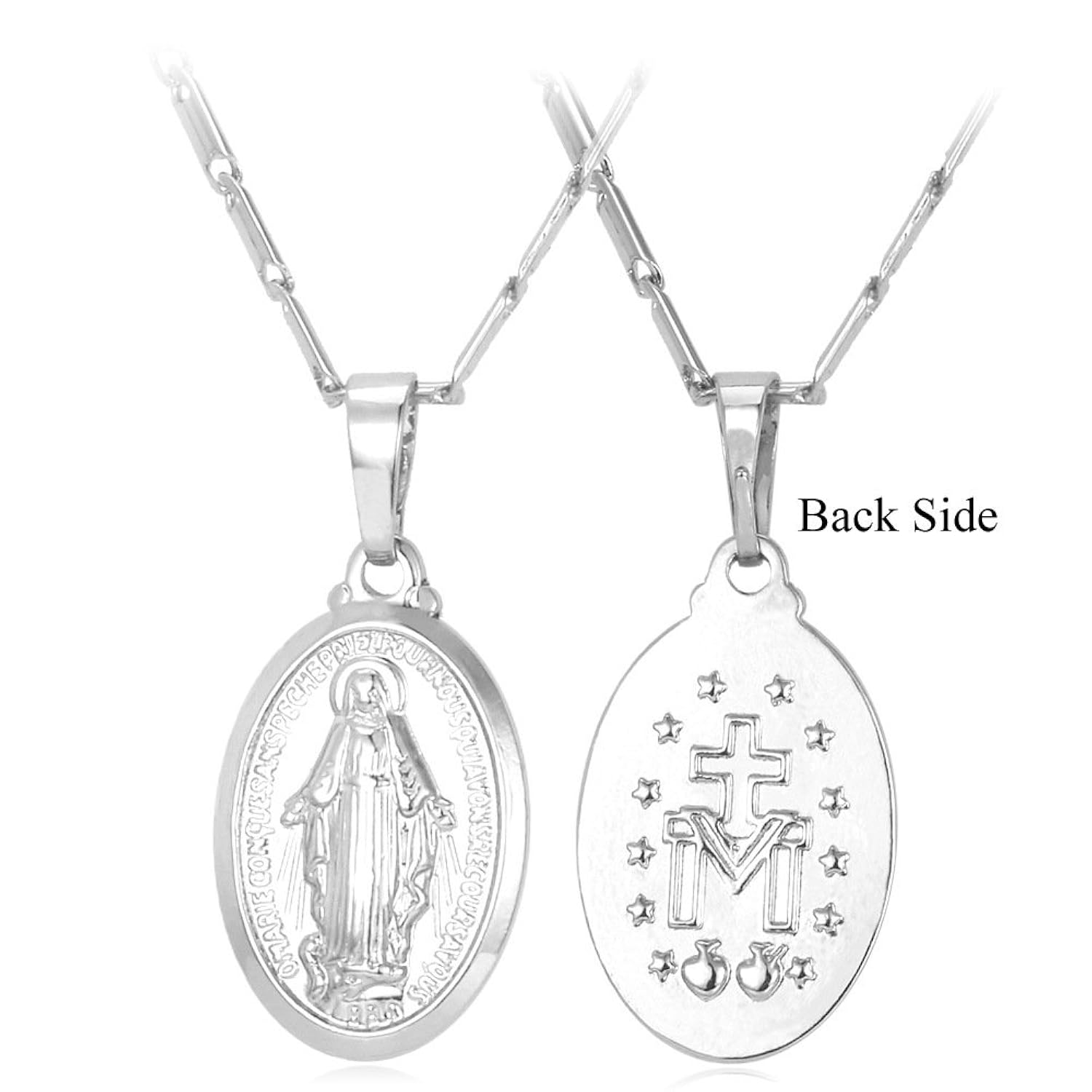 U7 Virgin Mary Jewelry Set Religious Platinum Plated Oval