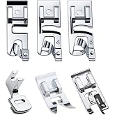 Sewing Machine Presser Foot Kit 6pcs &ndash; Narrow Rolled Hem Feet 3mm, 4mm, 6mm, Gathering Foot, Zigzag Foot and Overlock Foot for All Low Shank Snap on Singer, Brother, Babylock, Janome Sewing Machines